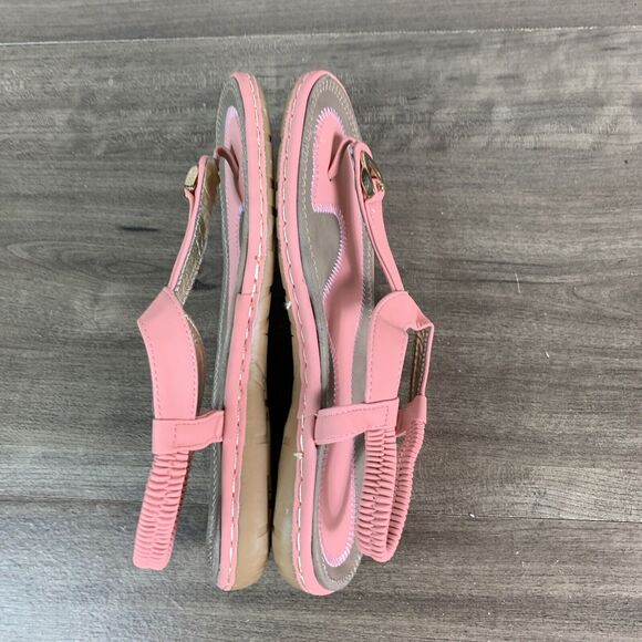 Socosands Womens Sandals Size 8 EUR 39 Orange Comfort Slip On Padded New T Strap - Picture 9 of 10